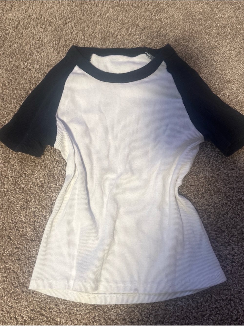 Brandy Melville Women’s White & Black Raglan Short Sleeve Top